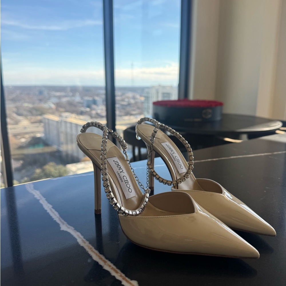 Jimmy Choo Beige Heels with Embellished Straps